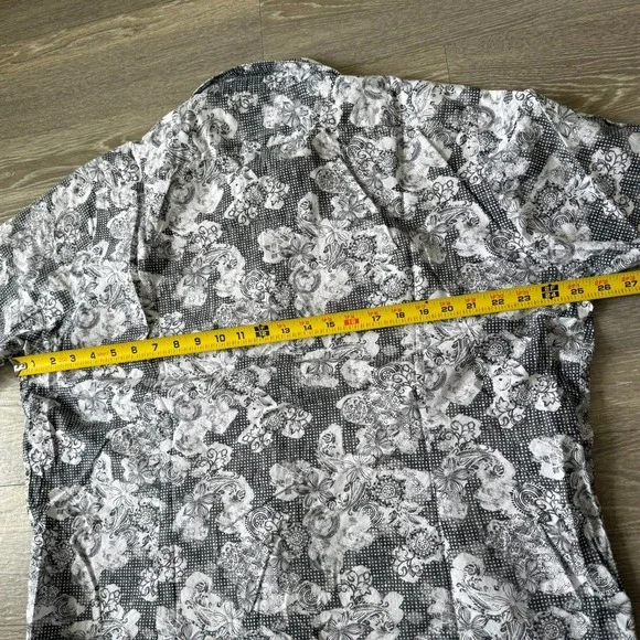 Saks Fifth Avenue Abstract‎ Floral Woven Button Up Shirt Black White 2XL - Picture 6 of 7